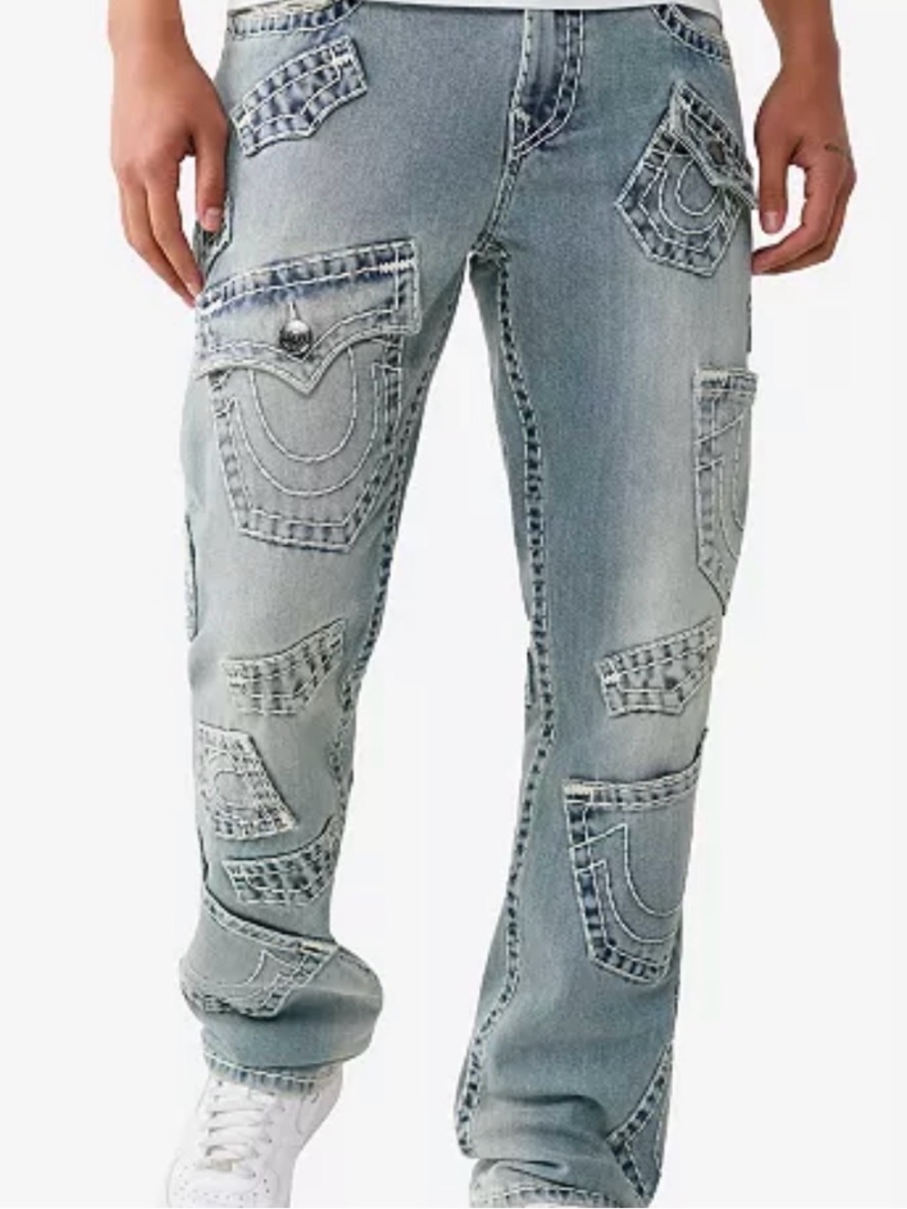Light Wash Patchwork Men’s Jeans